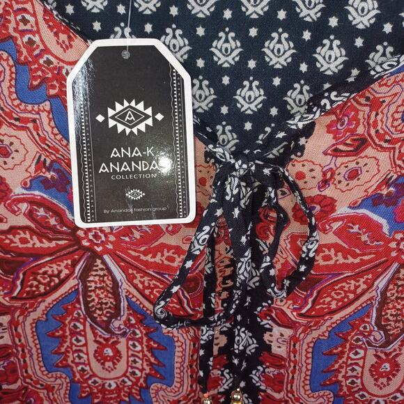 Anandas Collection Boho Tunic Dress XL Multi Color Tribal Hippie Cover Up Beach - Picture 5 of 12